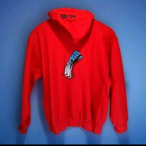 Destroyers Red Hoodie Gildan XL Great Graphic of Blue Fist Breaking through VTG